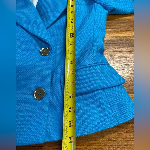 Zara Cropped Textured Double Breasted Blazer Size Small Turquoise - Picture 9 of 11